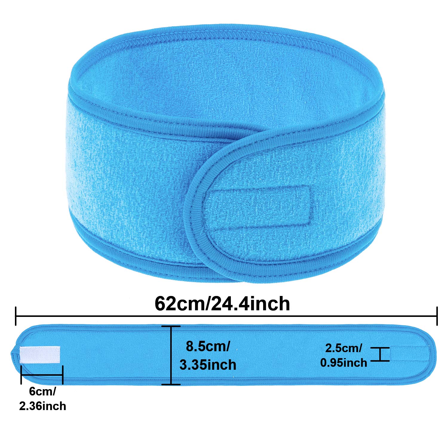 Whaline 4 PCS Spa Headband, Make up Hair Band, Stretch Terry Cloth Headband for Sport Yoga Shower (Blue)