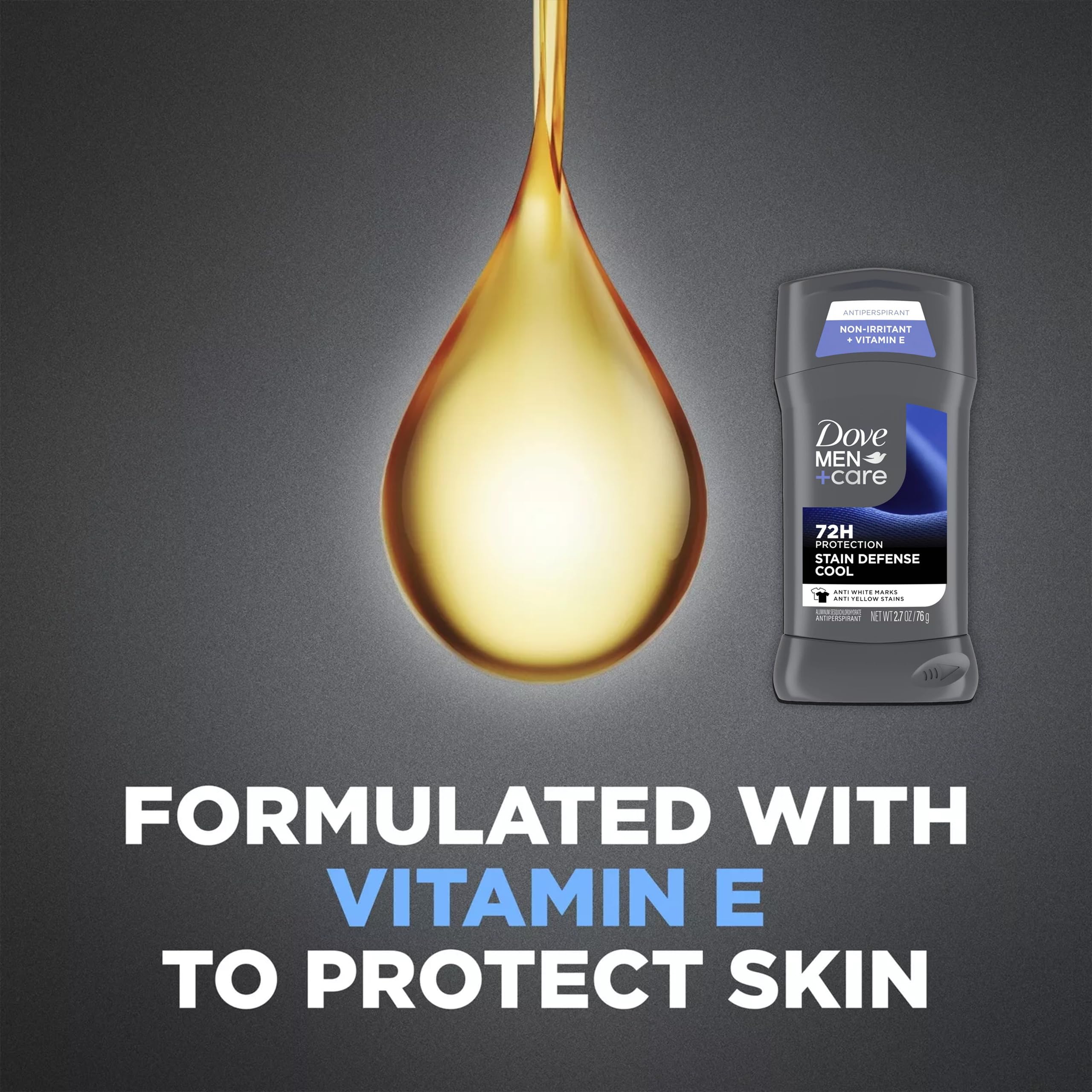 Dove Men+Care Deodorant Stick 4 Count Stain Defense Cool for Men, Anti-white Marks & Anti-yellow Stains with 72-hour Sweat and Odor Protection 2.7 oz