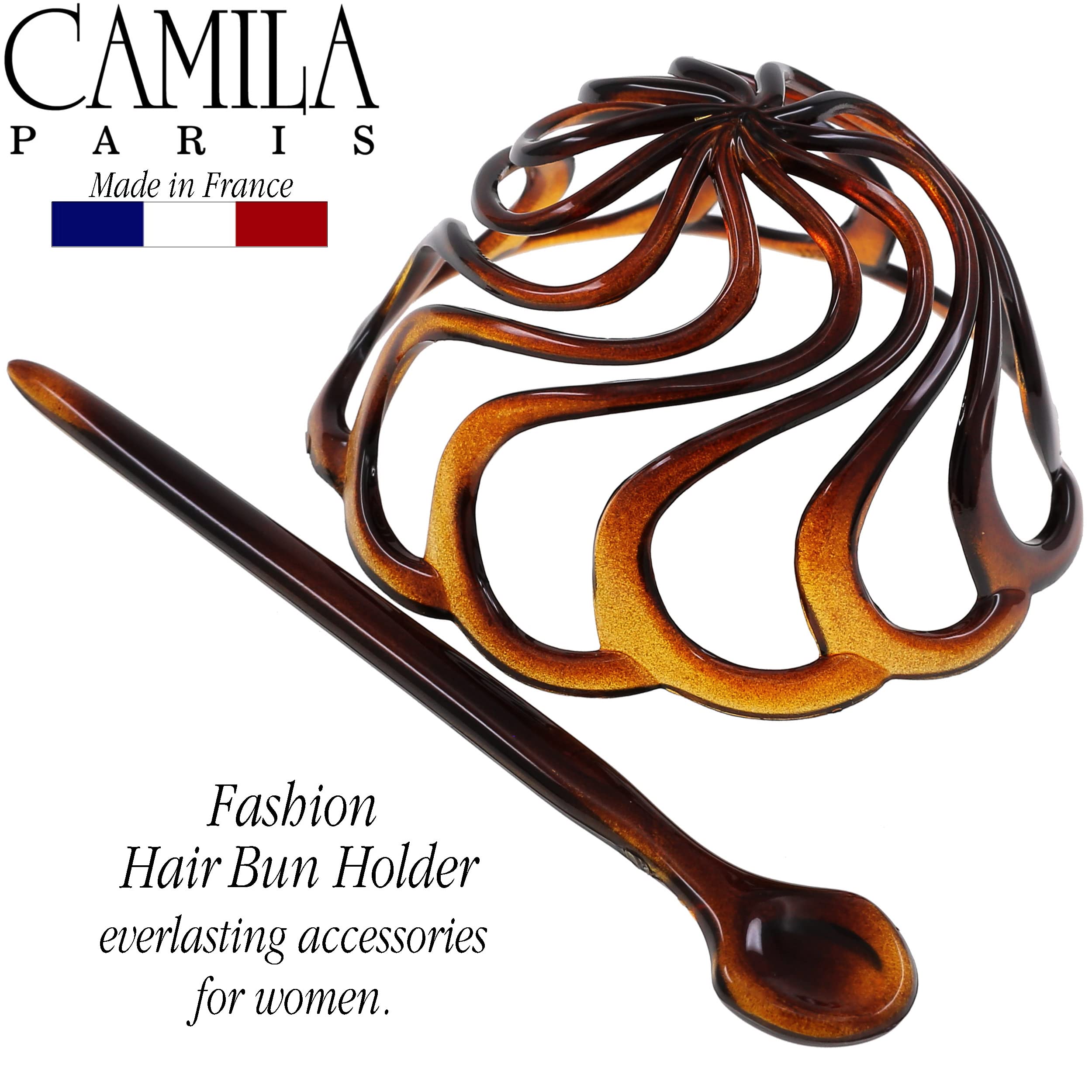 Camila Paris CP16 French woman Hair Accessories (3 1/2) Hair Bun Ponytail Holder. Hair Updo Bun Cover Cap. Strong and Durable Hair Ornaments. Made in France