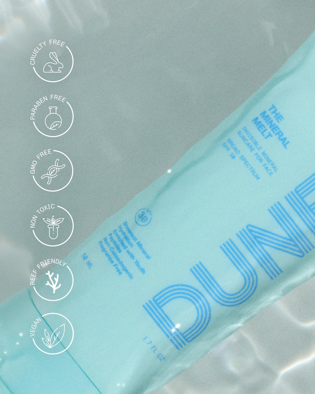 The Mineral Melt - Clear Mineral Sunscreen For Face - Broad Spectrum SPF 30 Sunblock. Clinically-proven Anti-Aging, Sun Protector Hydrating, Skin-Brightenings, Fragrance Free (1.7 Fl Oz)