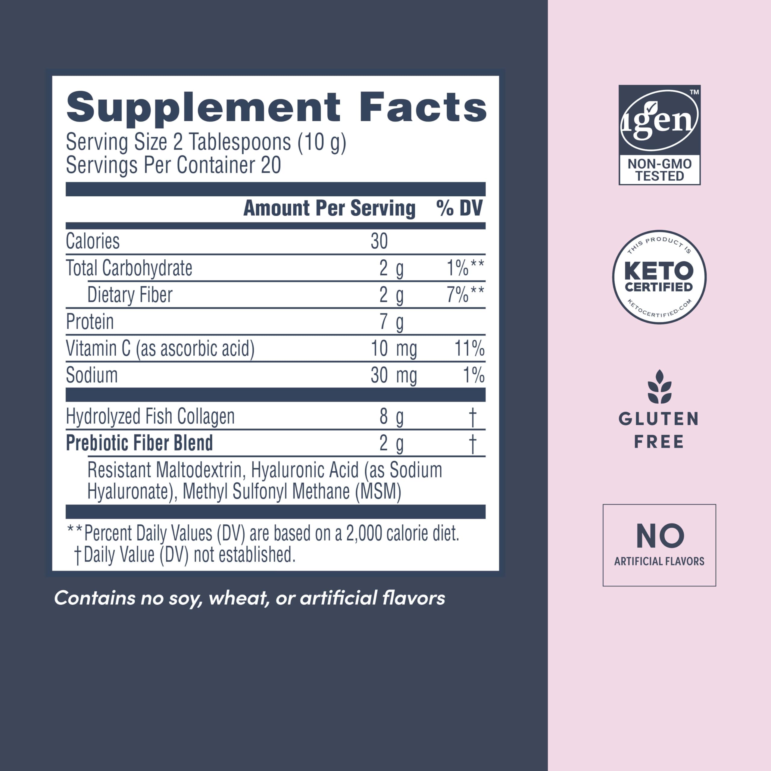 Neocell Marine Collagen with Hyaluronic Acid, MSM and Vitamin C, Keto Collagen Supplements, for Skin Care and Joint Health, Unflavored, Powder, 7 oz, 1 Canister