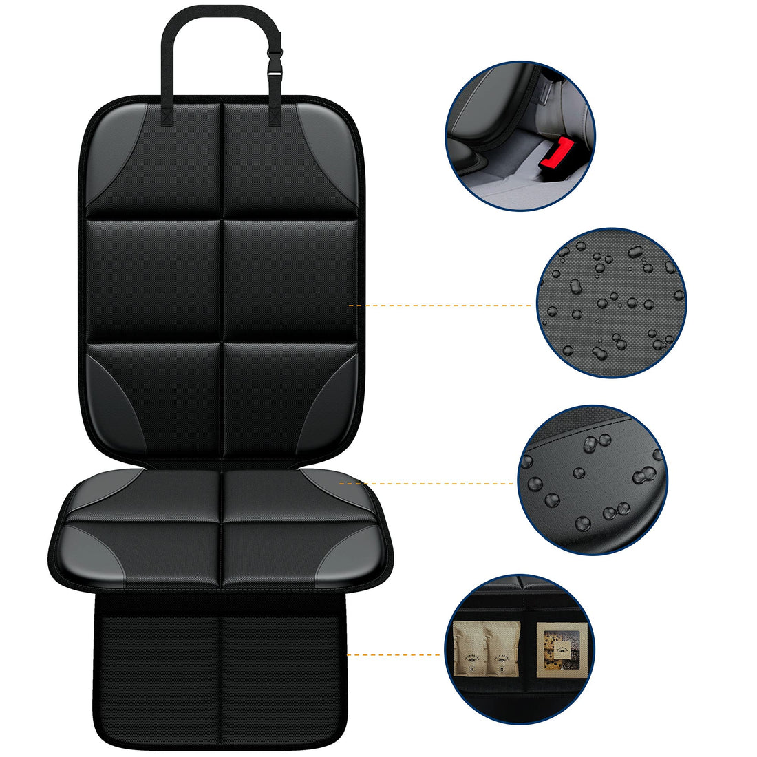 Car Seat Protector MHO+All 2 Pack Auto for Child Baby Car Seats - Large CarSeat Sit Savers Mat with Waterproof 600D Fabric & 2 Storage Pockets, Crash Test Approved