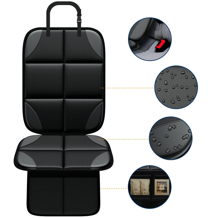 Car Seat Protector MHO+All 2 Pack Auto for Child Baby Car Seats - Large CarSeat Sit Savers Mat with Waterproof 600D Fabric & 2 Storage Pockets, Crash Test Approved