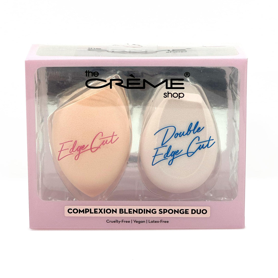 The Crème Shop Complexion Blending Sponge Duo | Makeup Sponges for Foundation | Makeup Sponge Set | Edged & Double Edged Beauty Blender Sponge (Set of 2)