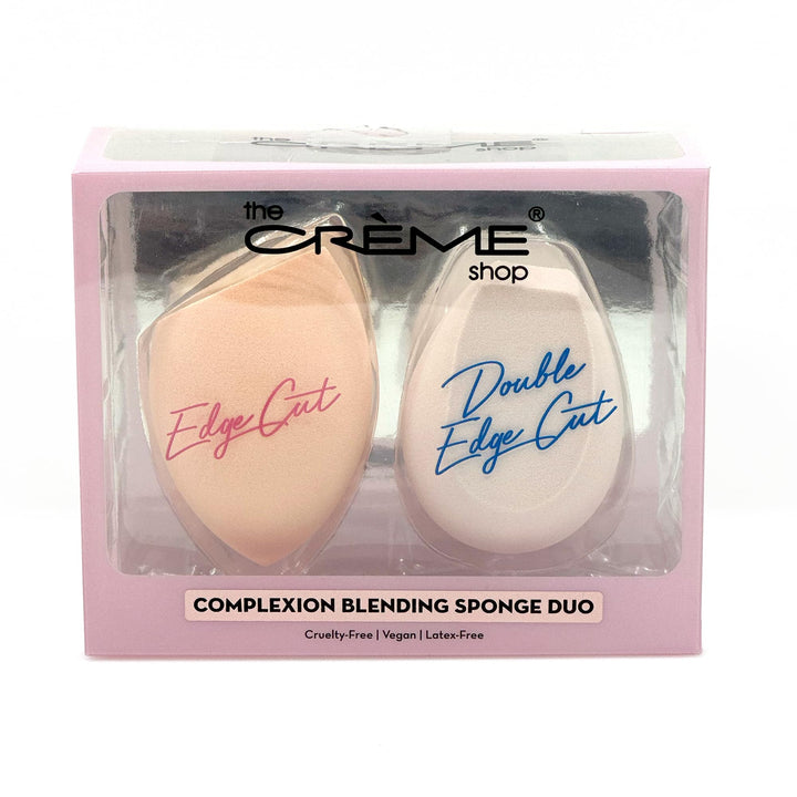The Crème Shop Complexion Blending Sponge Duo | Makeup Sponges for Foundation | Makeup Sponge Set | Edged & Double Edged Beauty Blender Sponge (Set of 2)
