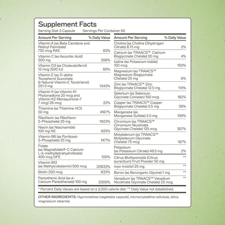 Amy Myers MD Multivitamin for Women and Men, Immune and Thyroid Support, Stress Relief - Activated B Vitamins, Zinc, Selenium, Iodine - Rich in Nutrients and Minerals, Increase Energy Levels 180 Caps