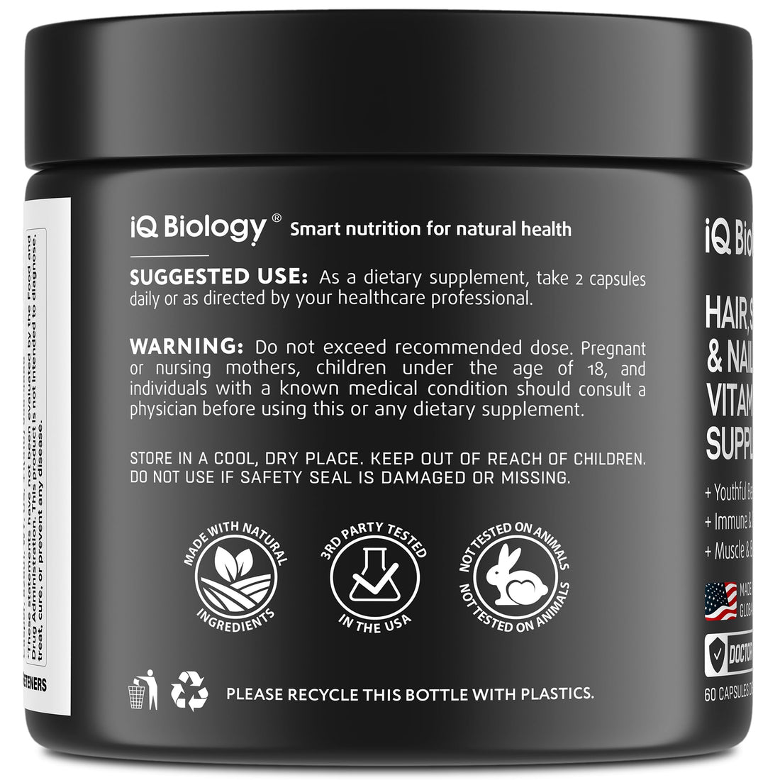 Biotin 10,000 mcg Supplement for Hair Growth with Collagen & Keratin for Hair Loss & Thinning Hair - Hair Skin and Nails Vitamins for Women & Men - Healthy Regrowth, Skin Glow & Nail Repair - 60 Pills