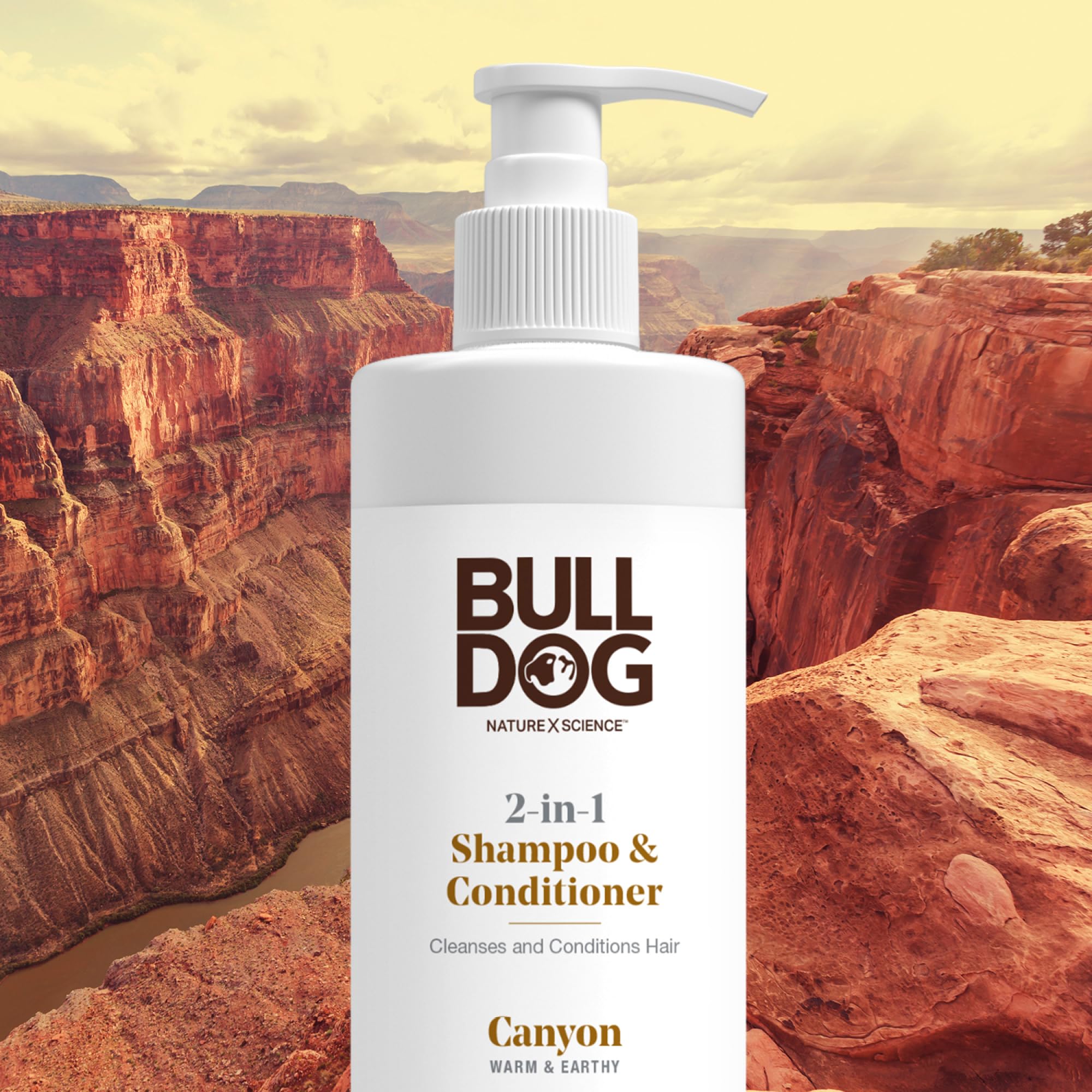Bulldog Mens Skincare and Grooming 2-in-1 Shampoo and Conditioner, Canyon, 12 Fluid Ounces