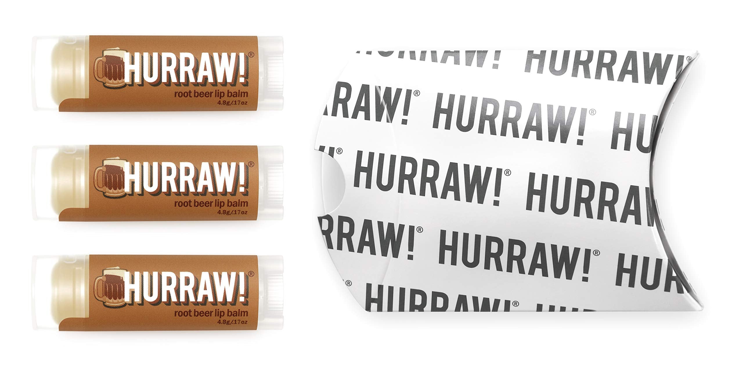 Hurraw! Root Beer Lip Balm, 3 Pack: Organic, Certified Vegan, Cruelty and Gluten Free. Non-GMO, 100% Natural Ingredients. Bee, Shea, Soy and Palm Free. Made in USA