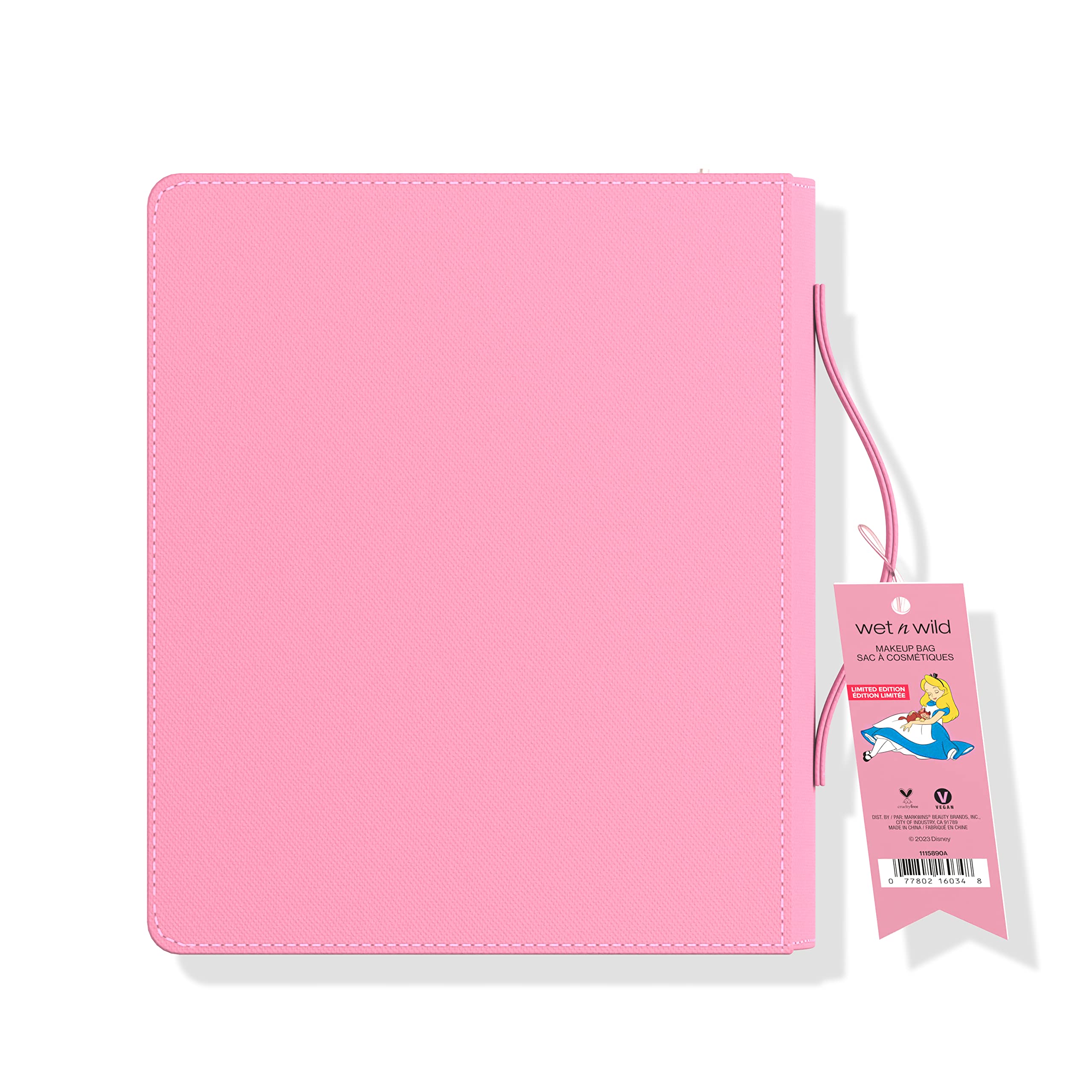 wet n wild Alice in Wonderland Makeup Bag, Limited Edition Collection Travel Pouch with Full-Zip Closure & Flexible Cotton Design