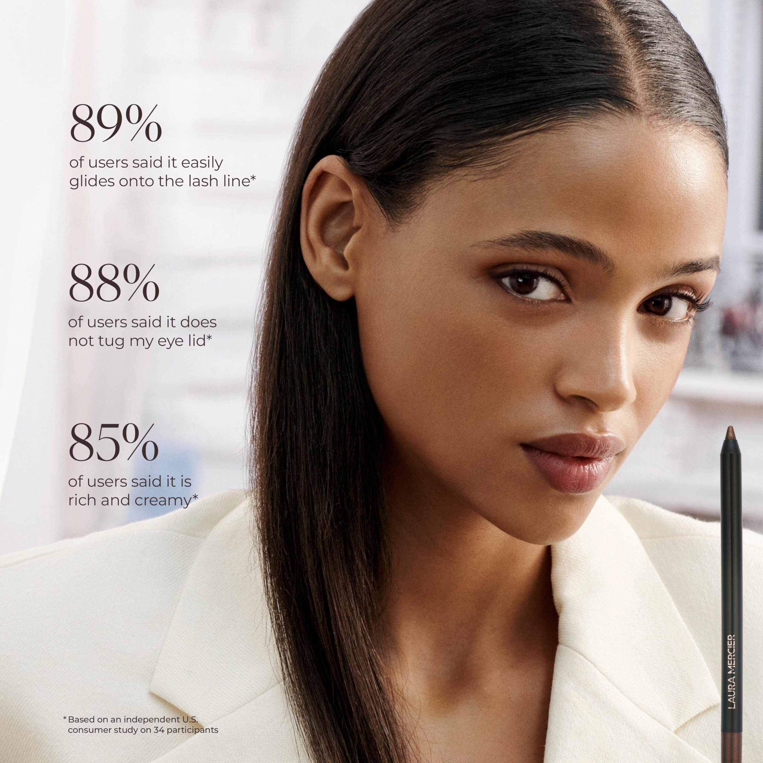 Laura Mercier Caviar Tightline Eyeliner: Long Lasting Color, Crease-proof, Waterproof, Gel-like Hydrating Formula, Perfect for Tightline, Lash Line + Waterline, Espresso Brown