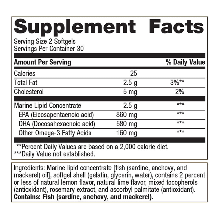 Metagenics OmegaGenics Fish Oil EPA-DHA 720 mg - Omega-3 Fish Oil Supplement - for Heart Health, Musculoskeletal Health & Immune System Health* - with DHA & EPA - 60 Softgels