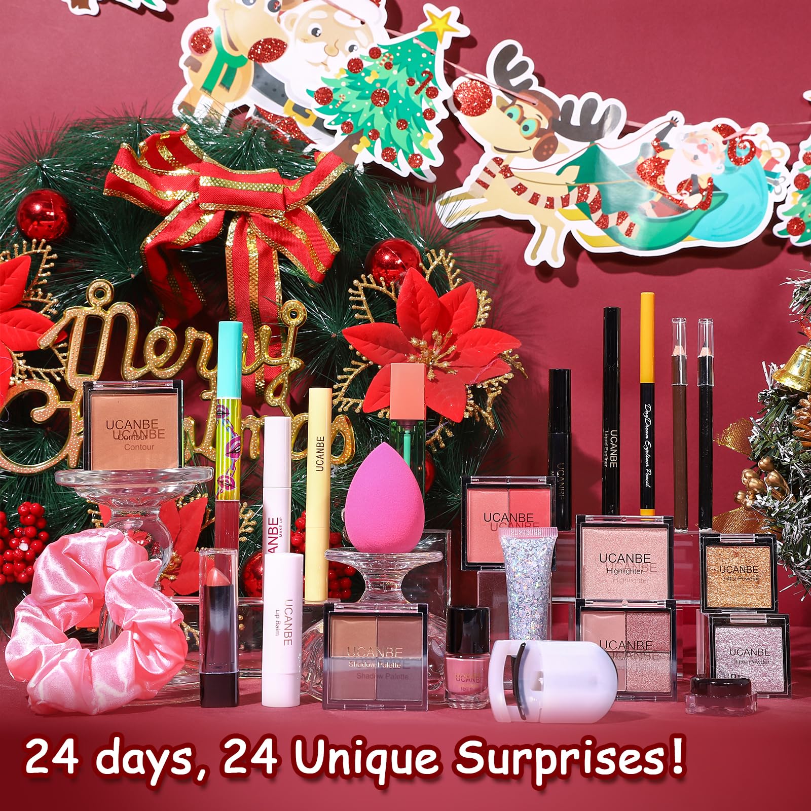 UCANBE Makeup Advent Calendar 2024 for Women Teens Girls, 24 Piece Christmas Holiday Gift Sets, Beauty & Cosmetic Surprises Countdown