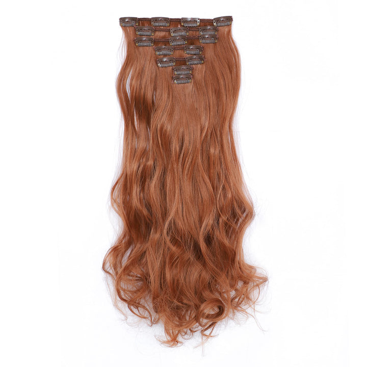 Medium Auburn-30# : SWACC Women 20 Inches Curly Full Head 7 Separate Pieces Heat Resistance Synthetic Hair Clip in Hair Extensions (Medium Auburn-30#)
