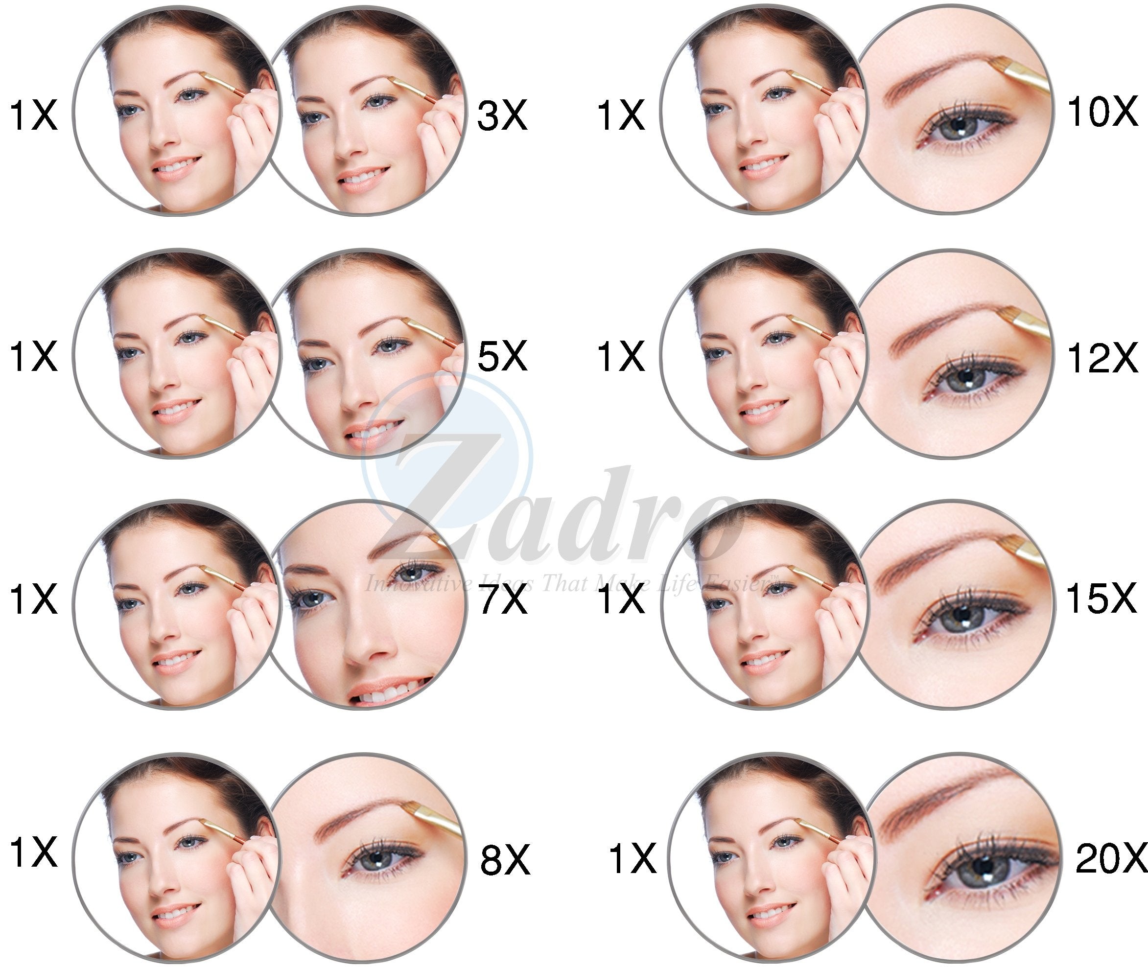 Zadro Acrylic Hand Mirror with 1X - 5X Magnification, Acrylic Finish, 7 Inch