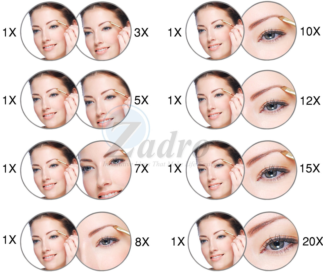 Zadro Acrylic Hand Mirror with 1X - 5X Magnification, Acrylic Finish, 7 Inch