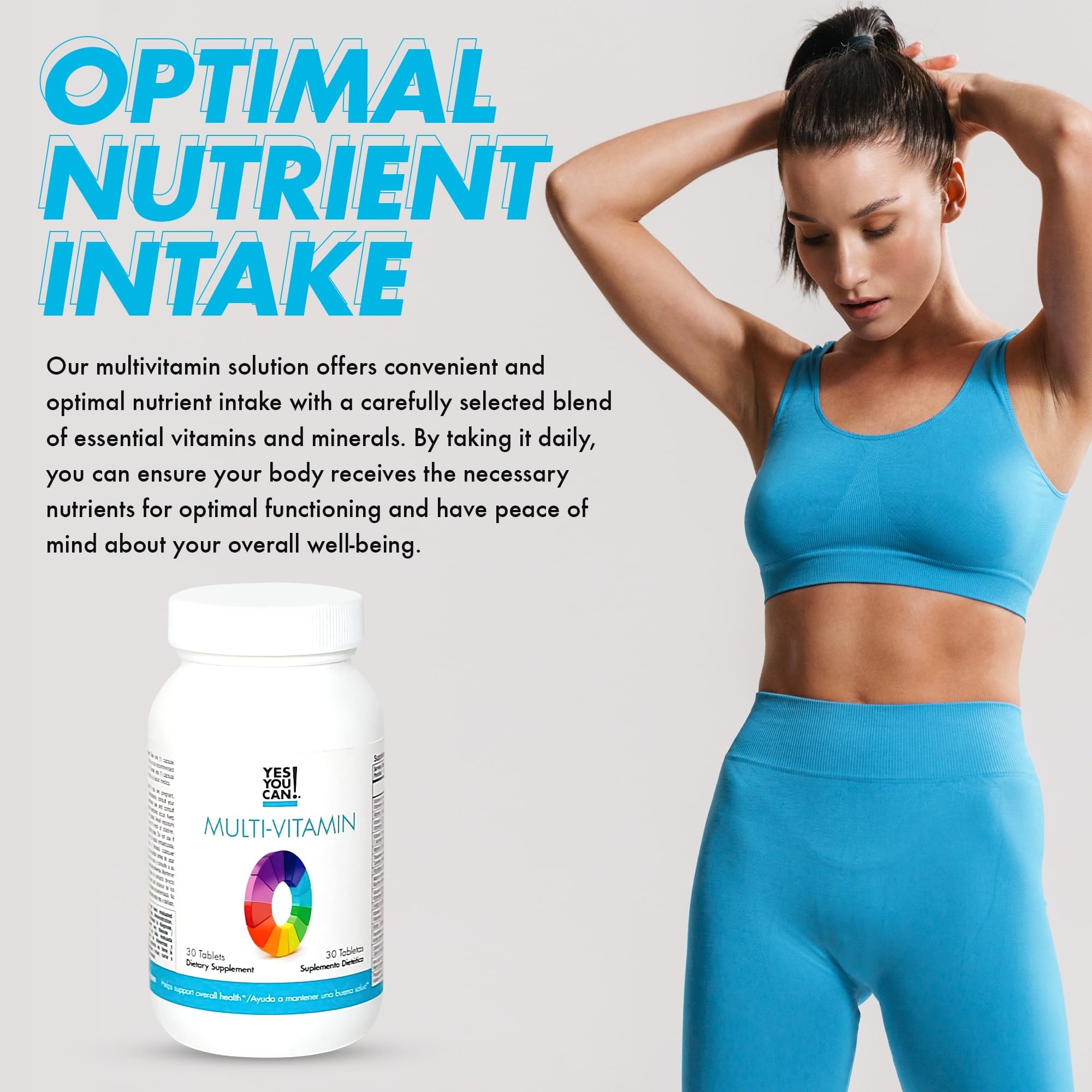 Yes You Can! Daily Multivitamins for Men and Women - Helps Assist Overall Health & Well-Being, Contains Antioxidants, Rich in Vitamin A, B, C & E - Daily Vitamins - 30 Tablets - 1 Pack