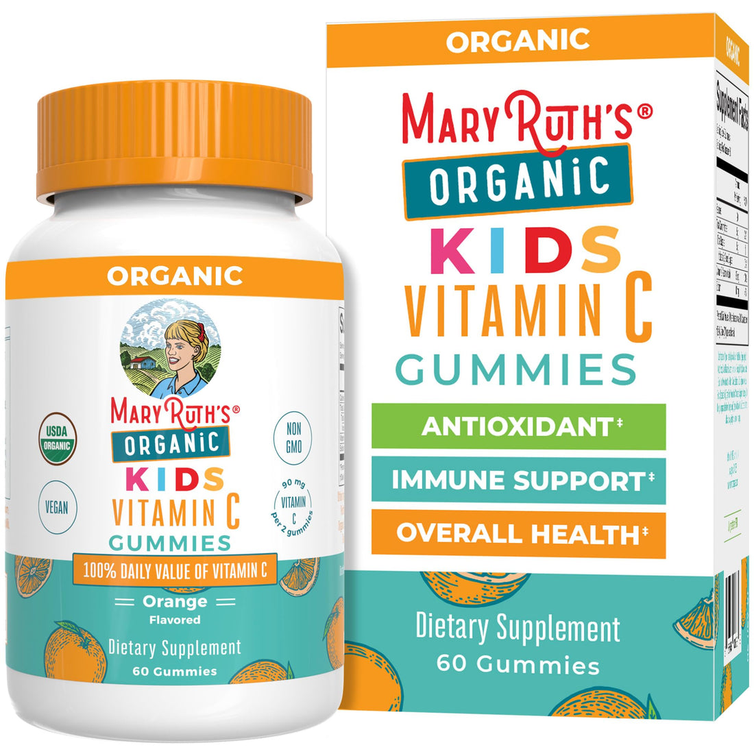 MaryRuth Organics Kids Vitamin C Gummies | Supplement for Immune Support & Overall Health | Vitamin C for Kids Ages 4+ | USDA Organic | Vegan | Non-GMO | 60 Servings