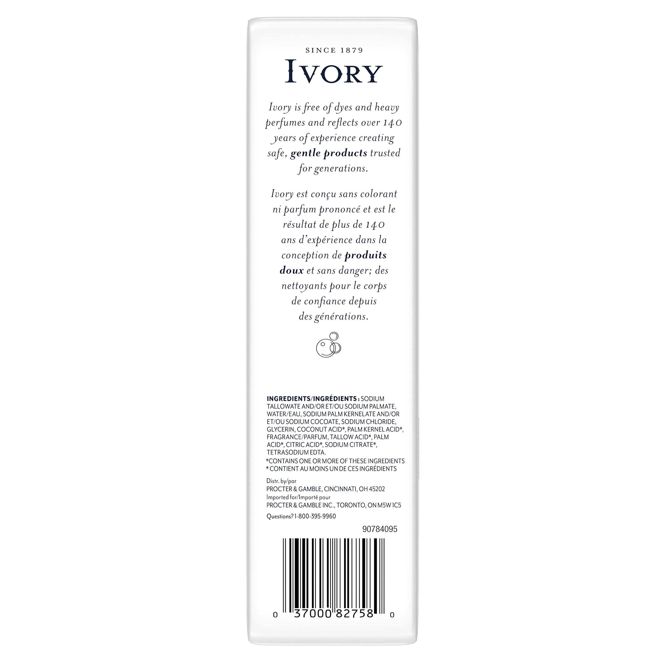 Ivory Bar Soap, Original Scent, 10 count, 4 oz (Pack of 8, total of 80 Bars)