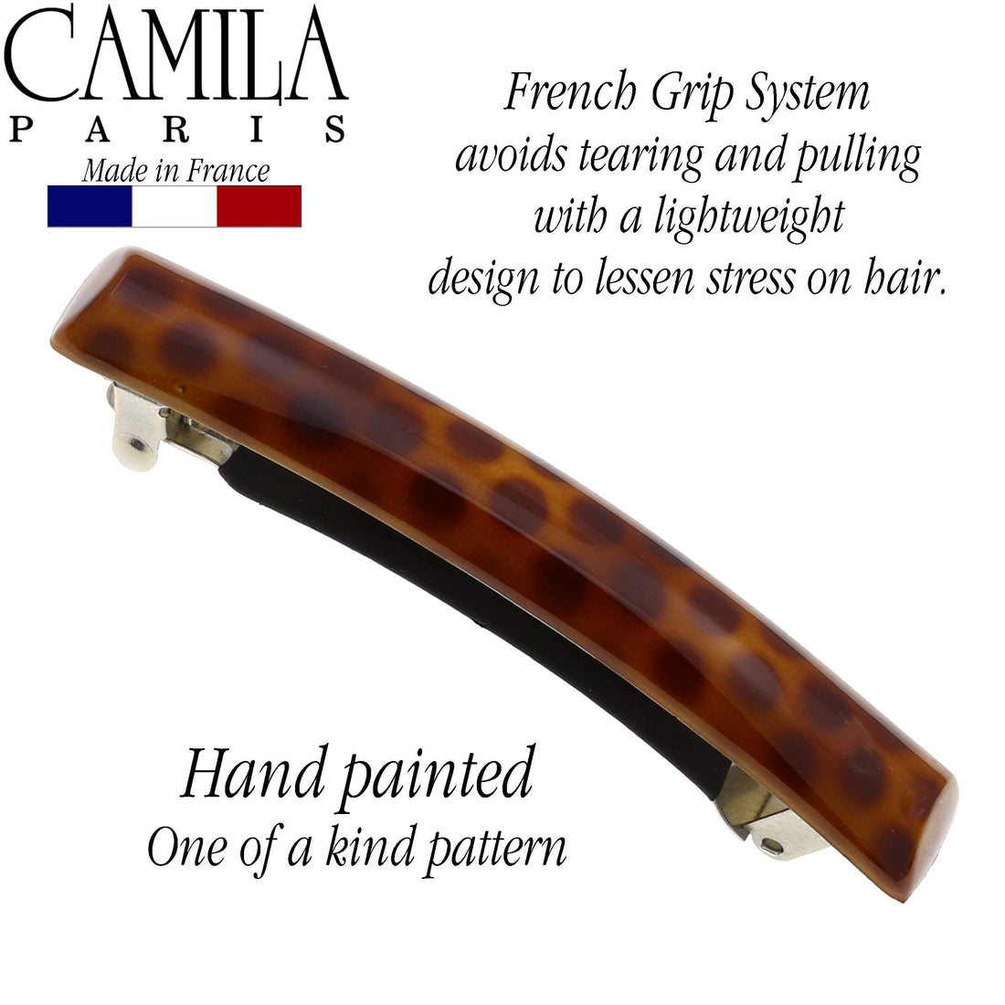 Camila Paris MP999 French Hair Barrettes Clips for Girls Strong Hold Grip Hair Clips for Women, No Slip and Durable Styling Girls Hair Accessories, Made in France