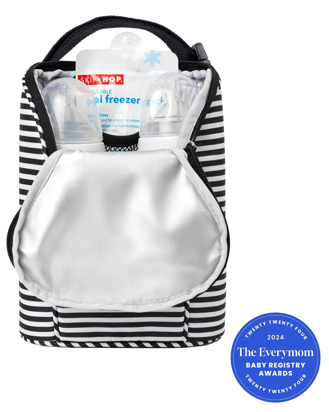 Skip Hop Baby Bottle Bag, Grab & Go, Black/White Stripe