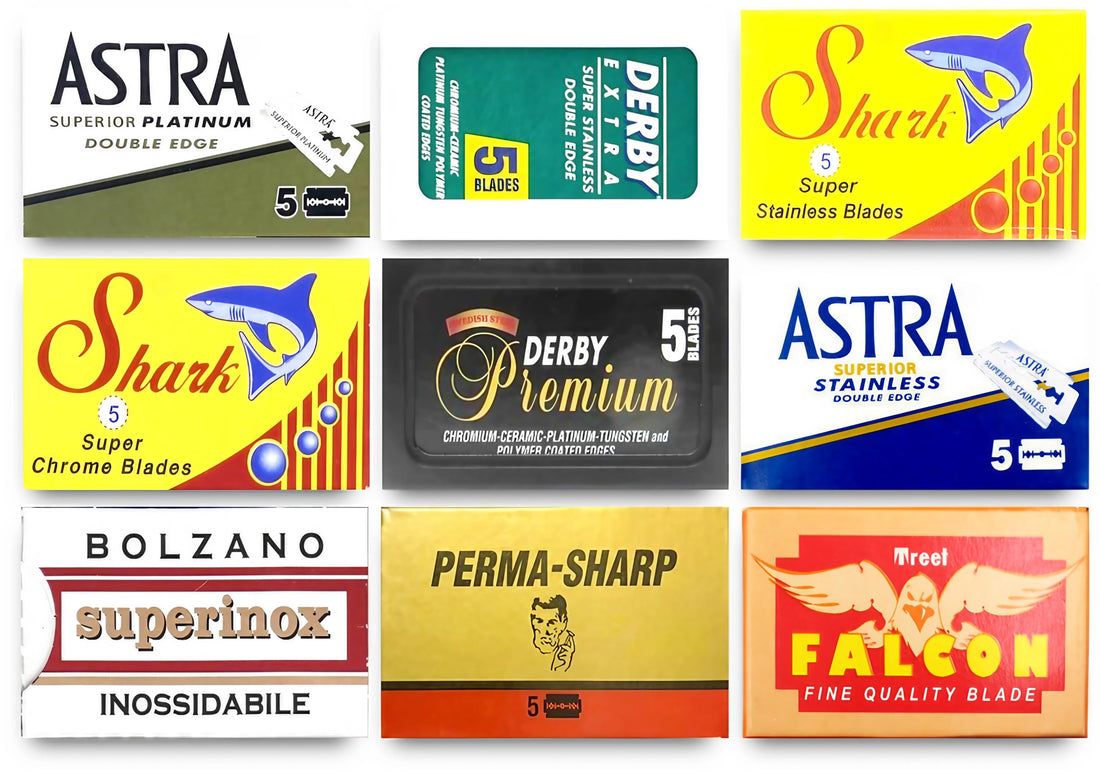 Razor Blades Club Astra-Derby-Shark-Permasharp-Bolzano-Treet 50 Quality Double Edge Razor Blades Sampler (9 different brands)