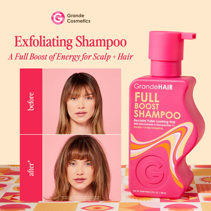 Grande Cosmetics Shampoo For Women, Cleanses, Exfoliates & Reduces Fallout For Fuller Looking Hair, Sulfate-Free