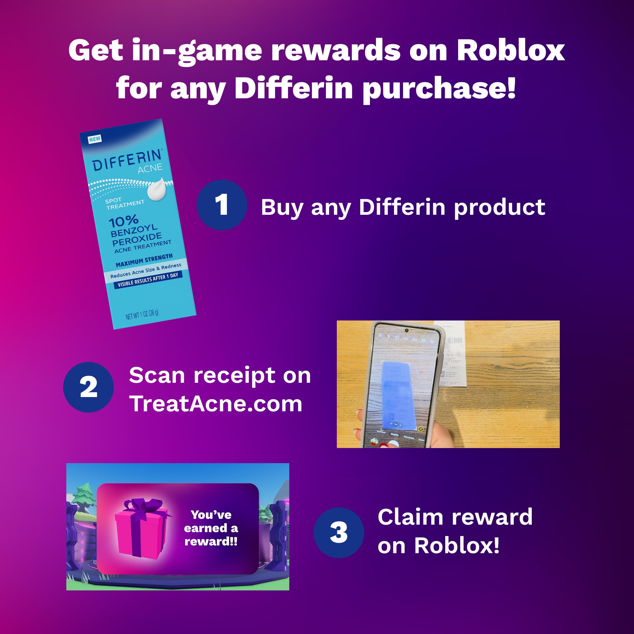 Differin Skincare Kit with Acne Treatments for Face, 3-Step Regimen with Daily Oil-Free Hydrating Face Wash, Differin Adapalene Gel Retinoid, & Face Moisturizer with SPF, Acne Kit For Acne-Prone Skin