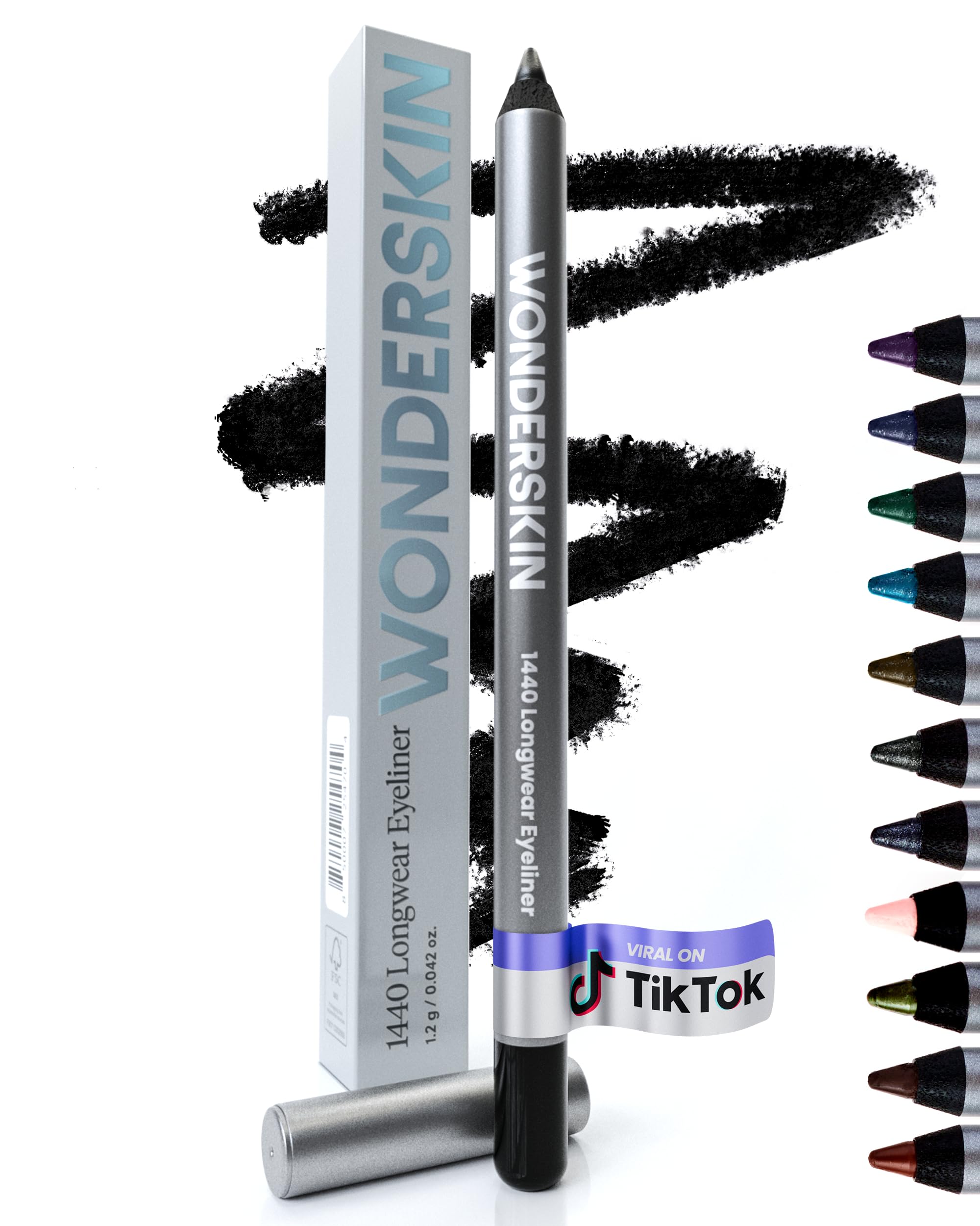 Wonderskin Eyeliner Pencil, 1440 Longwear Deep Black Eyeliner Pencil - Waterproof, Sharpenable & Smudge Proof