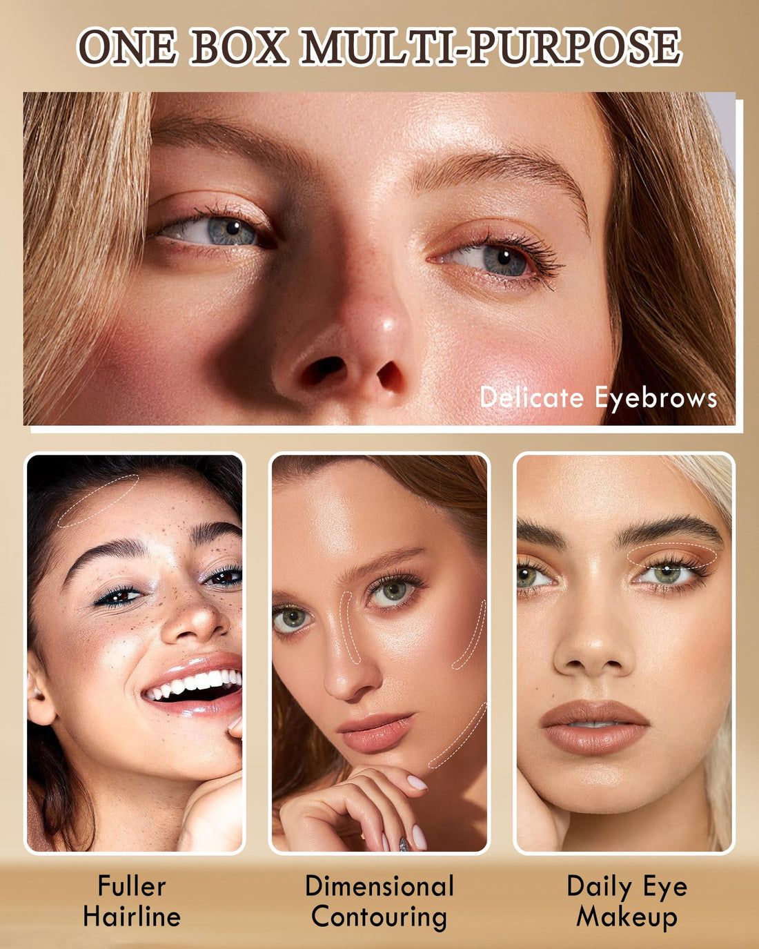 Eyebrow Powder Makeup Kit-3 Colors Eye Brow Tinting Powder Palette for Women Eyebrows Long-Lasting Waterproof, Dark Light Black Brown Brow Filler, Enhance & Define Brows, With Mirror, Brow Tool-Set 03