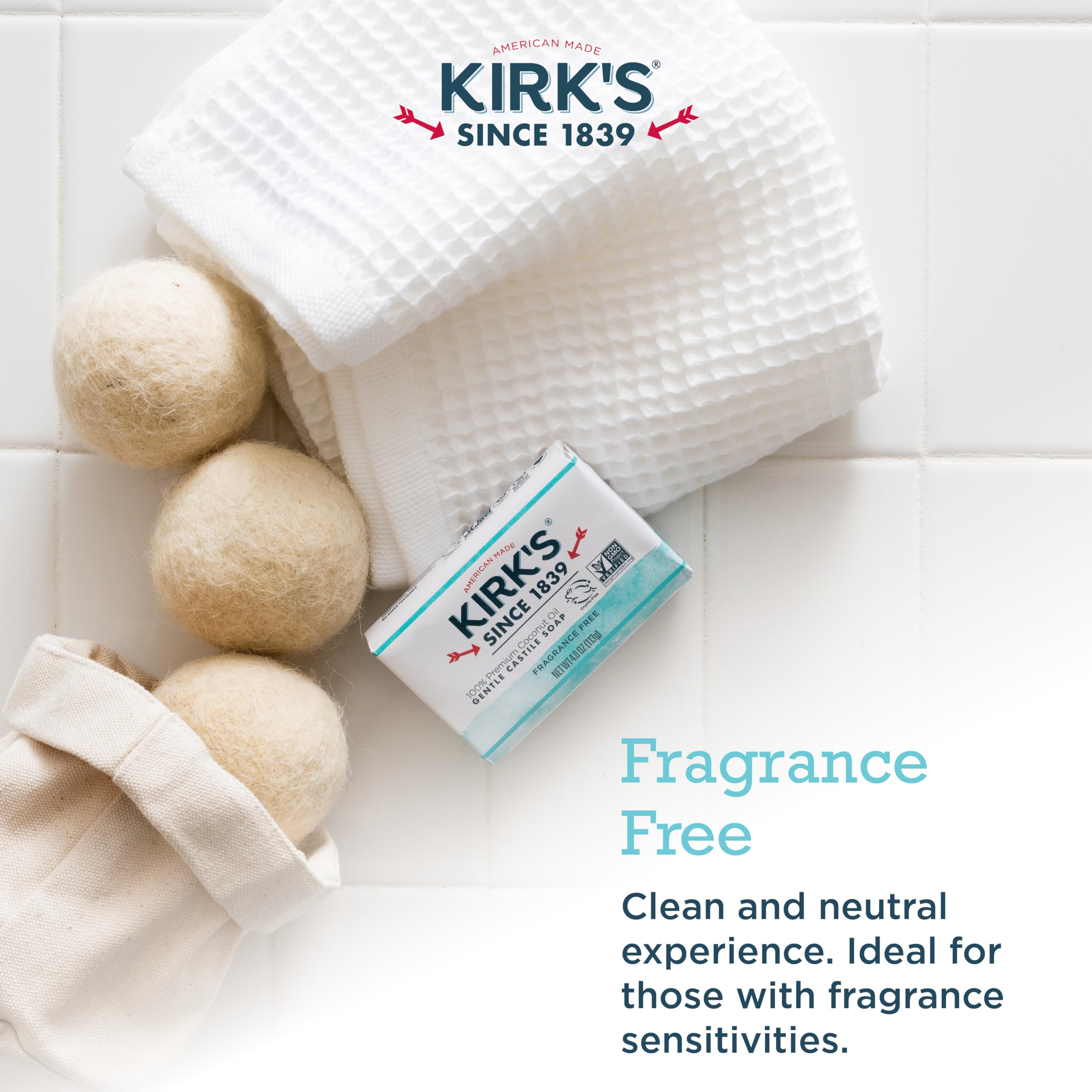 Kirks Soap Castile FragFree Orig 4 Oz (3 Pack)