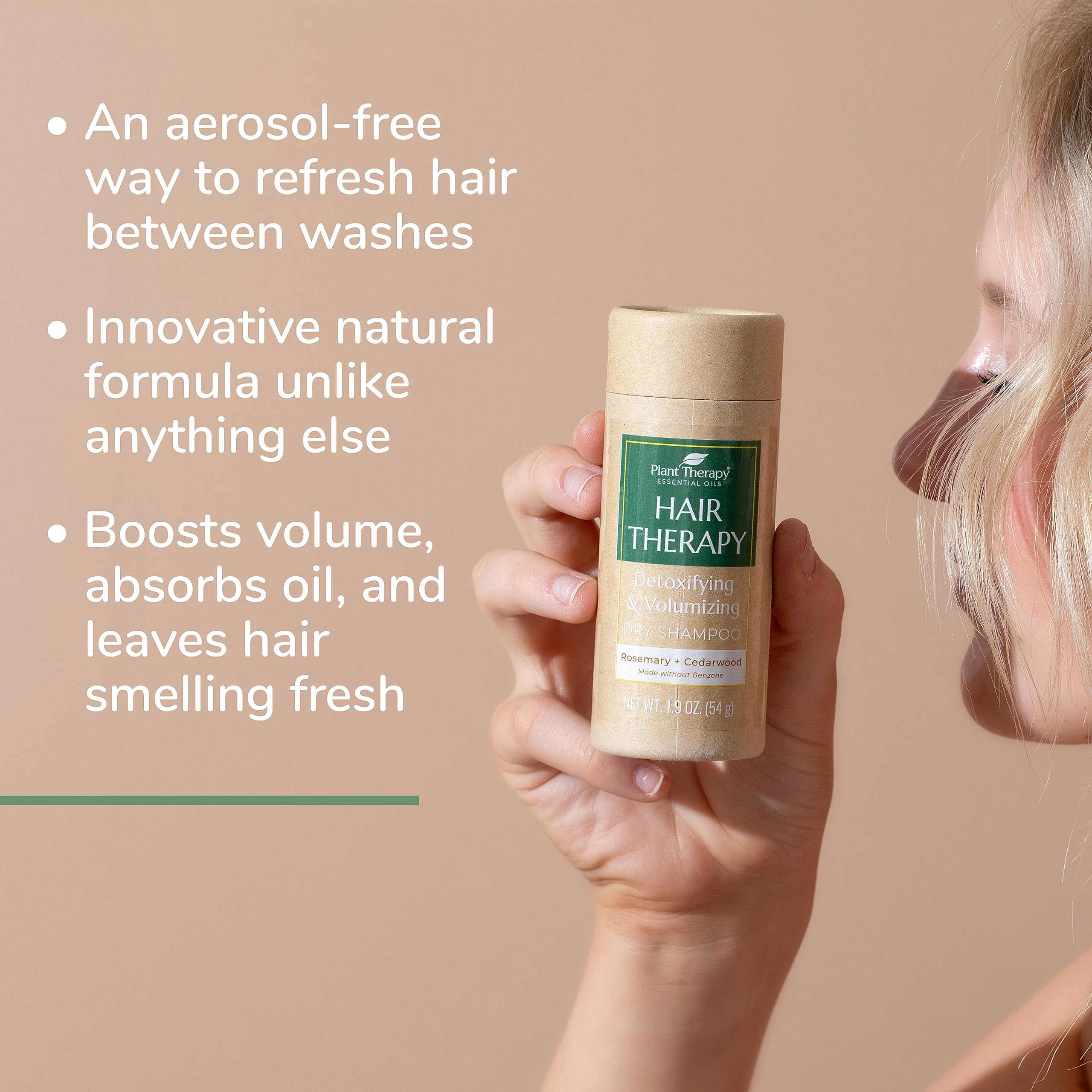 Plant Therapy Hair Therapy Dry Shampoo Powder 1.7 oz Refreshing, Revitalizing, Rejuvenating with Rosemary, Cedarwood & Vitamin E