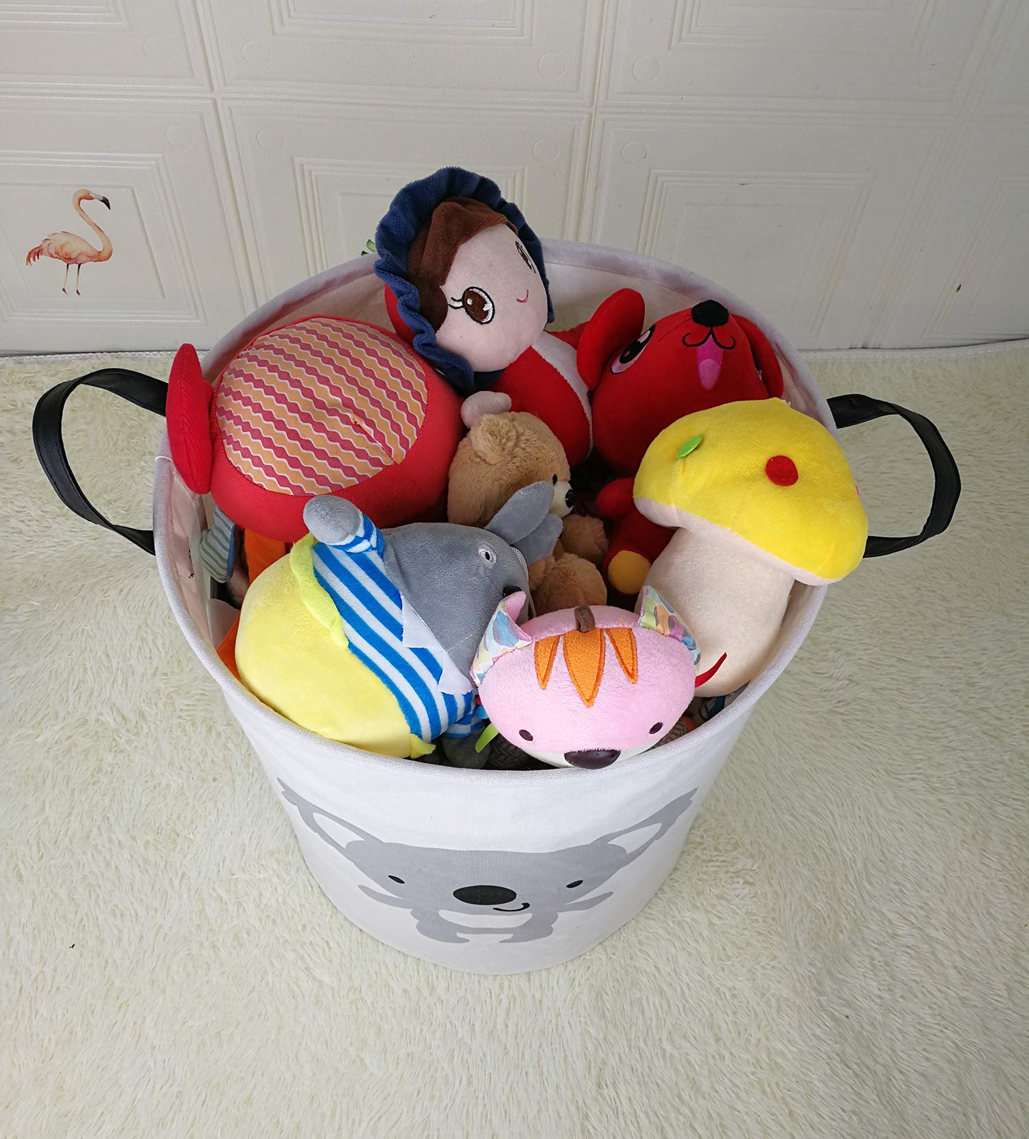 KUNRO Large Storage Basket Toy Box Bin Laundry Bag Foldable Hamper Clothes Kids Gift Organizer Chest Waterproof Coating Organizer Dorm Nursery Home (Koala)