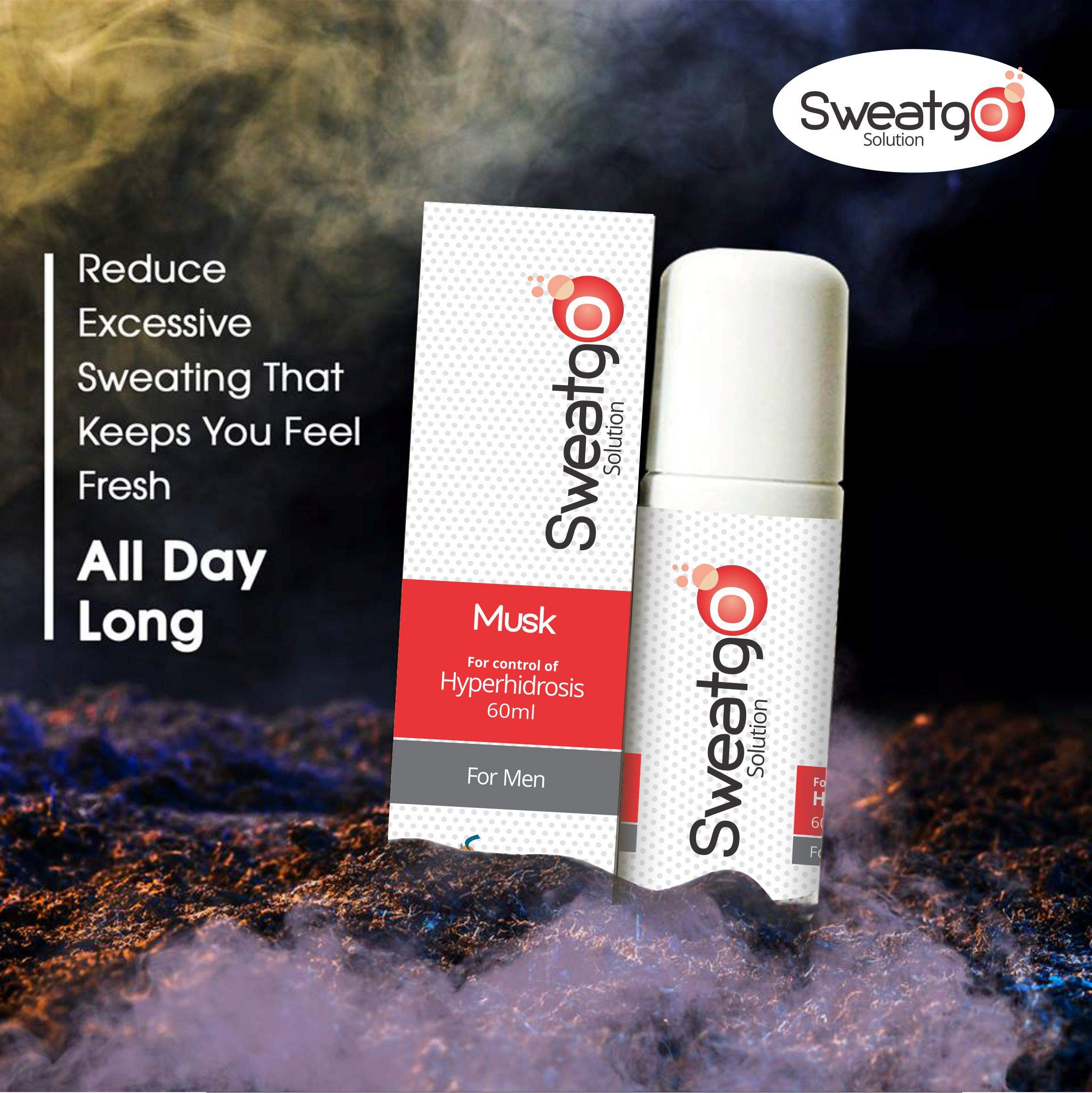 Sweat Go Rollon Antiperspirant Clinical strength | For palms, armpit and feet | Musk For Men - 60 ML