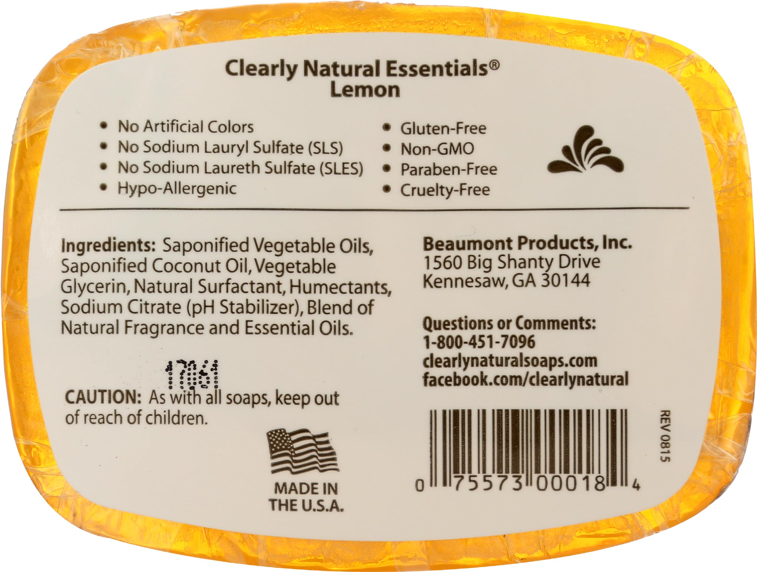 Glycerine Bar Soap Lemon - 4 oz by Clearly Natural
