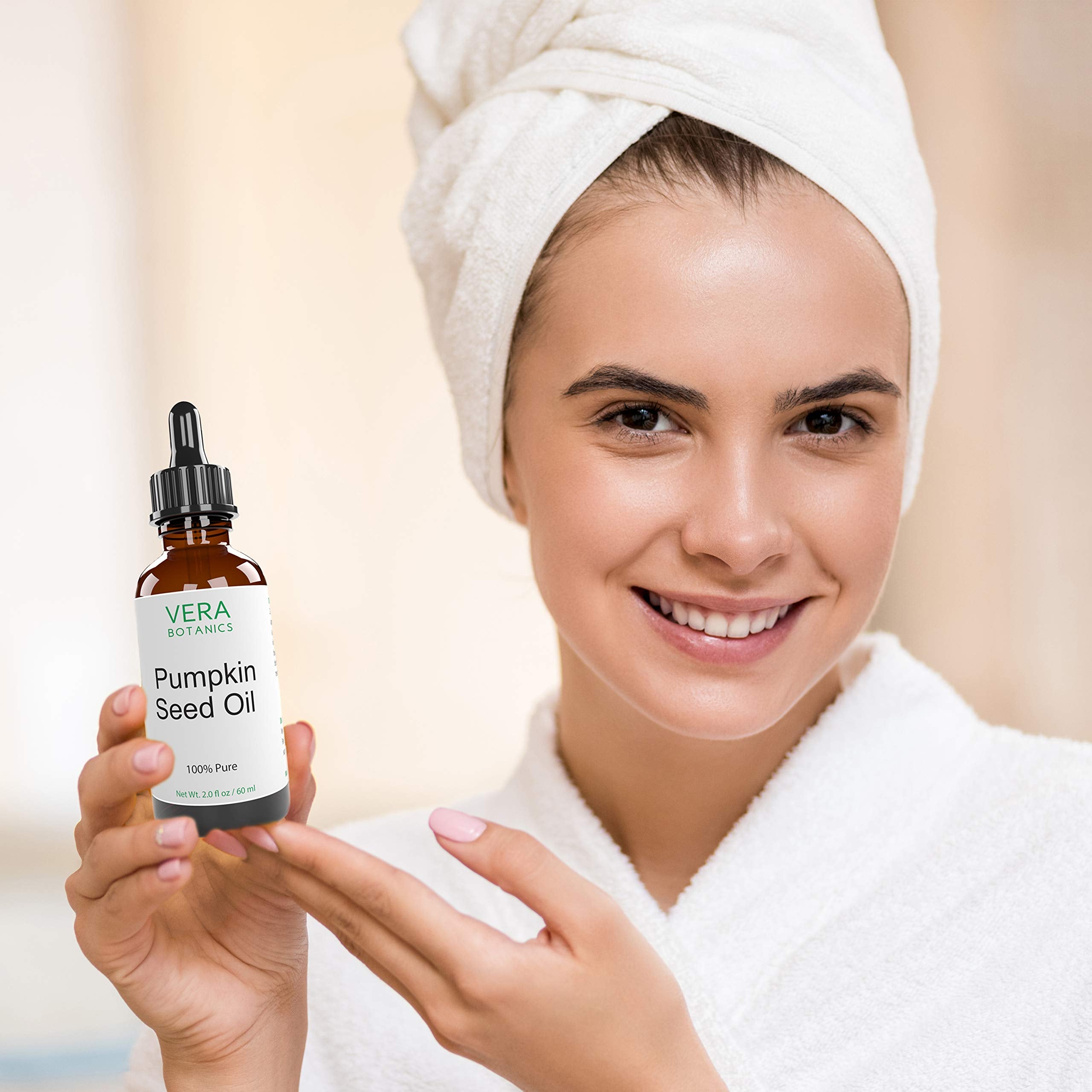 Vera Botanics PUMPKIN SEED OIL 100% Pure & Natural, Unrefined, Cold-Pressed For Face, Dry Skin, Nails, Lips, Body & Hair - Reduce Hair Breakage, Even Out Skin Tone, Therapeutic Massage