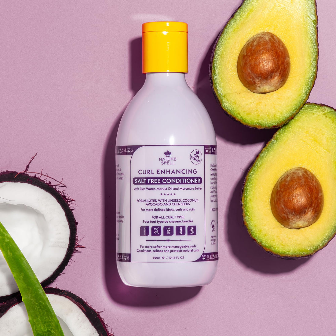 Curl Enhancing Shampoo and Conditioner Set by Nature Spell 10.14 Fl Oz x2 Curly Hair Products – Sulphate Free, infused with Rice Water & Linseed, For All Curl Types, 100% Vegan