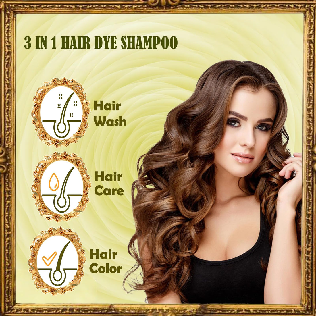 Light Brown Shampoo Para Pintar el Cabello - Instant Hair Dye Shampoo 3 in 1 Refresh Hair Color, Herbal Shampoo Hair Dye for Women Men, Easy to Use & Long Lasting Hair Color Shampoo 16.90 oz