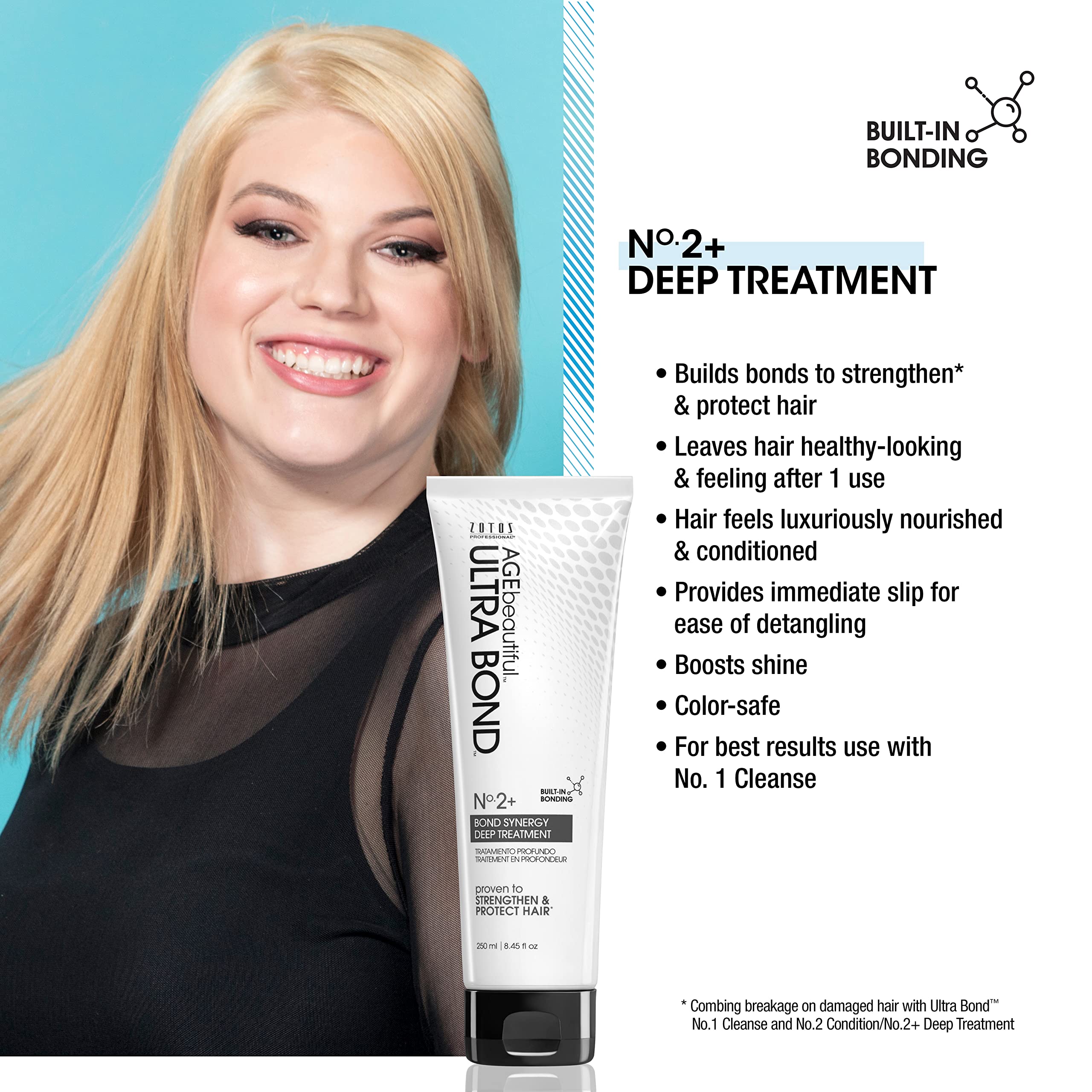 ULTRA BOND No. 2+ Color-Safe Deep Repair Treatment - Built-In Bonding for Strong, Healthy, Shiny Hair, 8.45 Fl Oz
