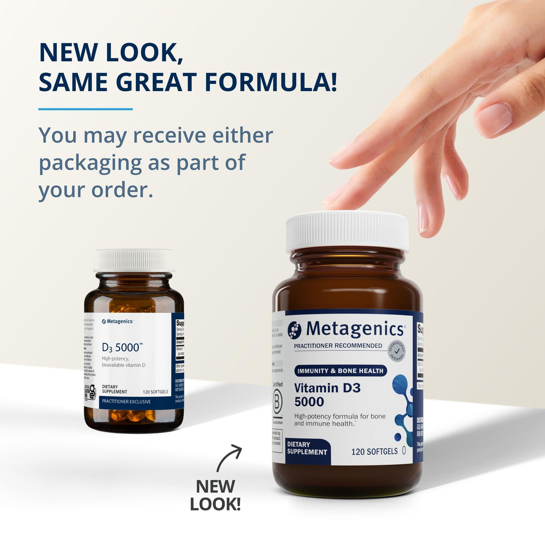 Metagenics Vitamin D3 5000 - for Immune Support, Bone Health & Heart Health* - High Potency Vitamin D - Non-GMO - Gluten-Free - 120 Softgels