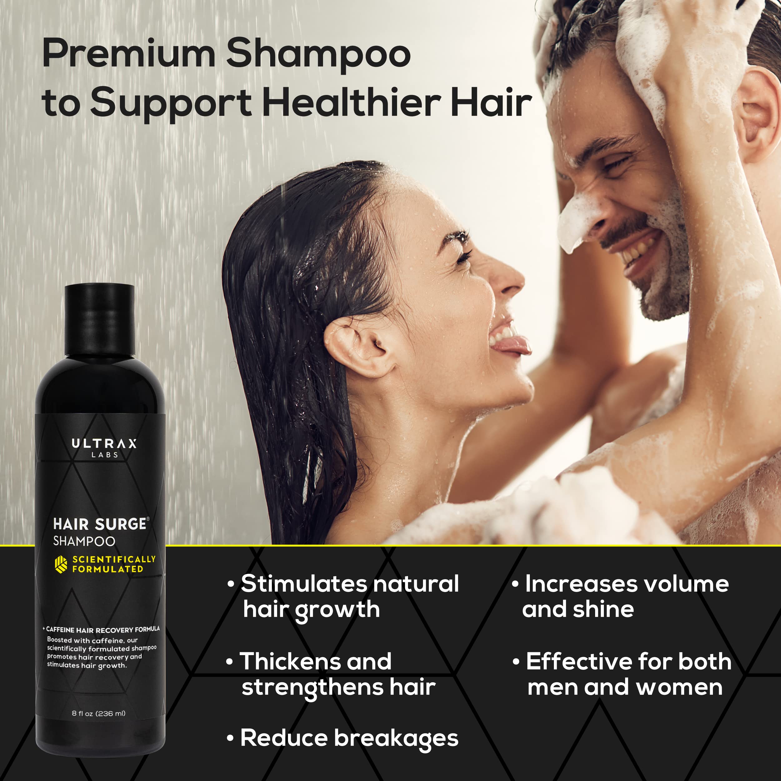 Ultrax Labs Hair Thickening Shampoo for Thinning Hair and Hair Loss - Hair Surge 8 oz for Women and Men