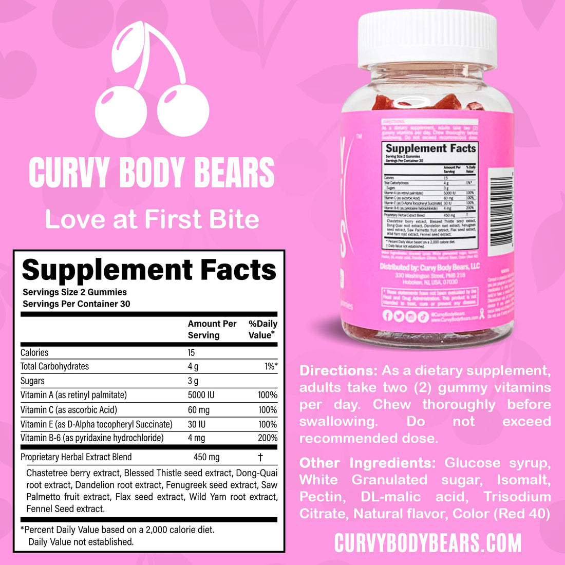Curvy Body Bears Chest Gummies for Women | Workout Support Fitness Supplement | with Essential Herbs, Vitamins, Multivitamins, Fenugreek, and Ginseng Berry Flavored | (60 Count)