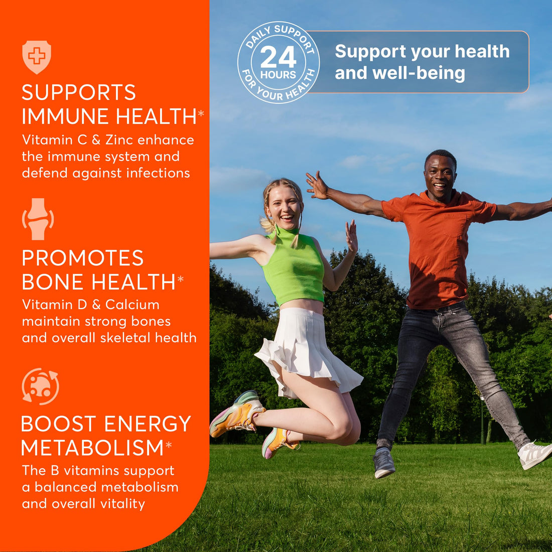 Multivitamin Supplement | Complex with Vitamin A, C, D, E, K1, B, Zinc & Chromium | Hair, Skin & Nail Beauty Vitamins | Immune Support Supplements for Men & Women | 60 Capsules