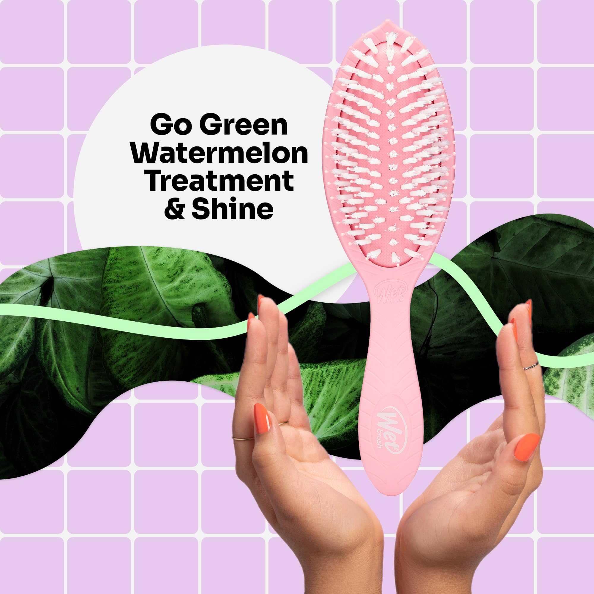 Wet Brush Hair Brush Go Green Treatment & Shine, Eco-Friendly, biogradable, Shine-boosting bursh With Soft Bristles, Minimizes Pain, Removes knots (Watermelon Oil)