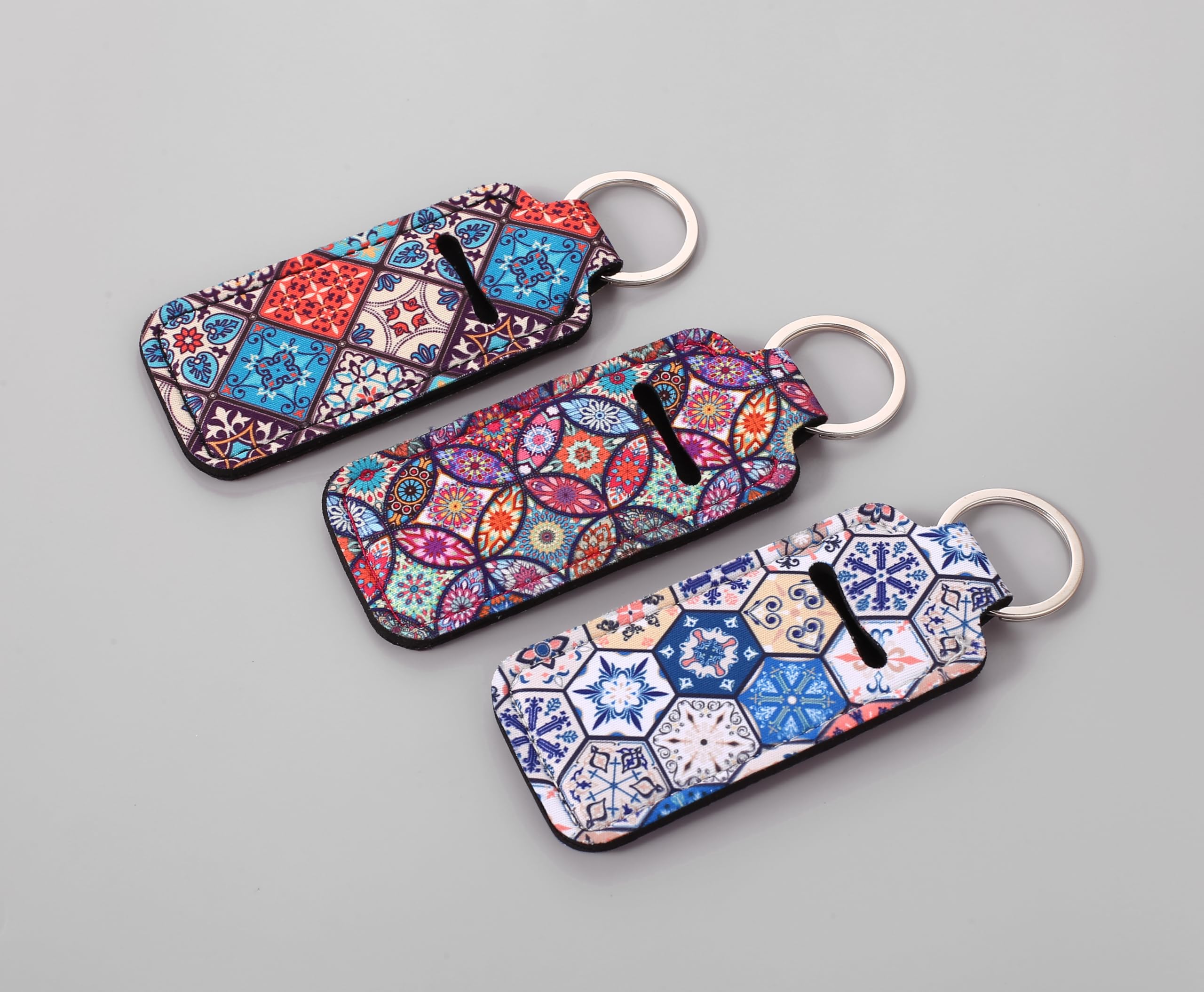 COOKOOKY Chapstick Holder Keychain Cute Lip Balm Keychain Holder with Clip Lip balm Lipstick Lip gloss Holder Keychain (Boho #02)