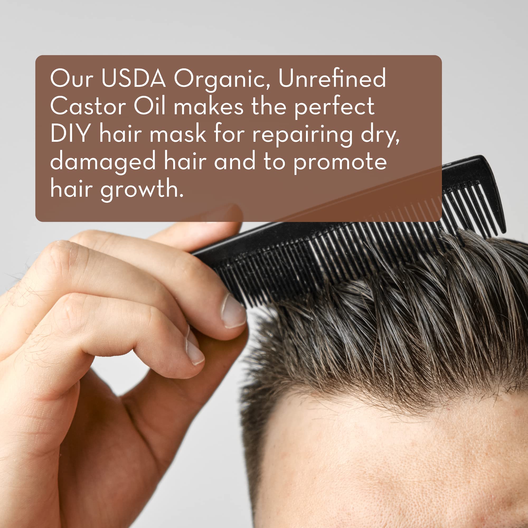 Pure Body Naturals Castor Oil for Face, Hair Growth, Skin, and Body - Cold Pressed Organic Castor Oil Aceite De Ricino Hexane Free Unrefined - 16 fl oz