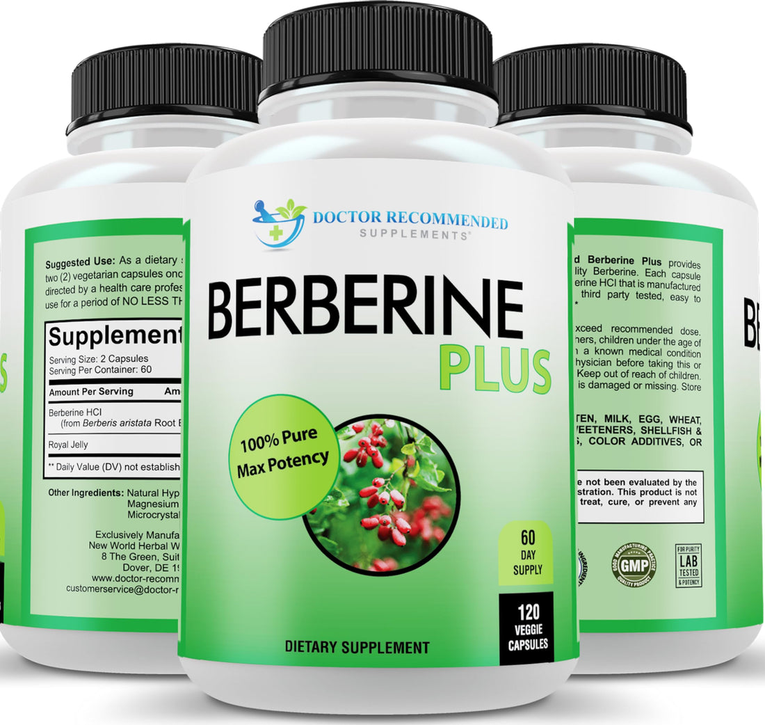 DOCTOR RECOMMENDED SUPPLEMENTS Berberine Plus 1200mg Per Serving - 120 Veggie Capsules with Royal Jelly