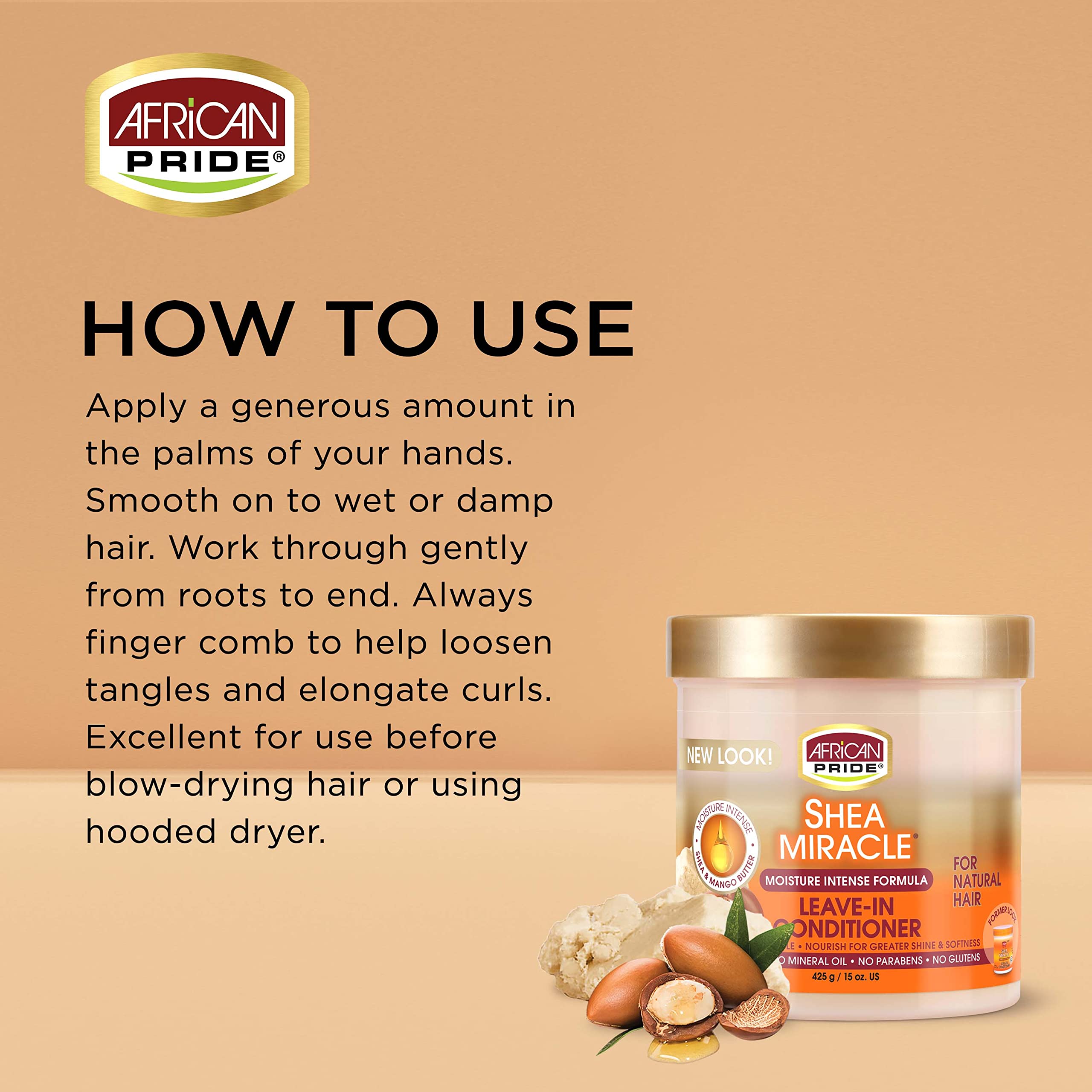 African Pride Shea Miracle Leave In Conditioner (3 Pack) - Contains Shea & African Mango Butter to Smooth Curls, Coils & Waves, Nourishes Hair, 15 oz