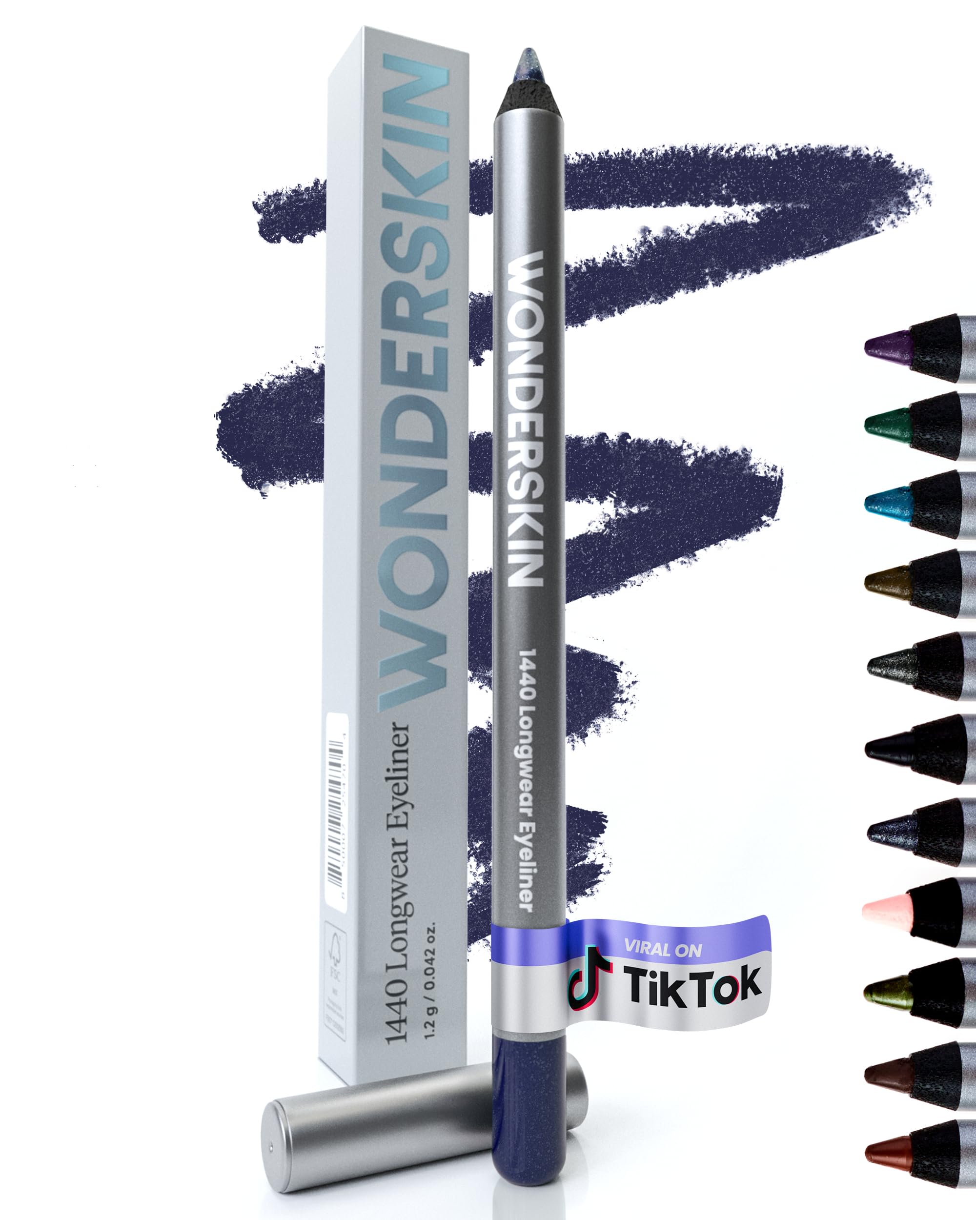 Wonderskin Eyeliner Pencil, 1440 Longwear Blue Purple Eyeliner Pencil - Waterproof, Sharpenable & Smudge Proof