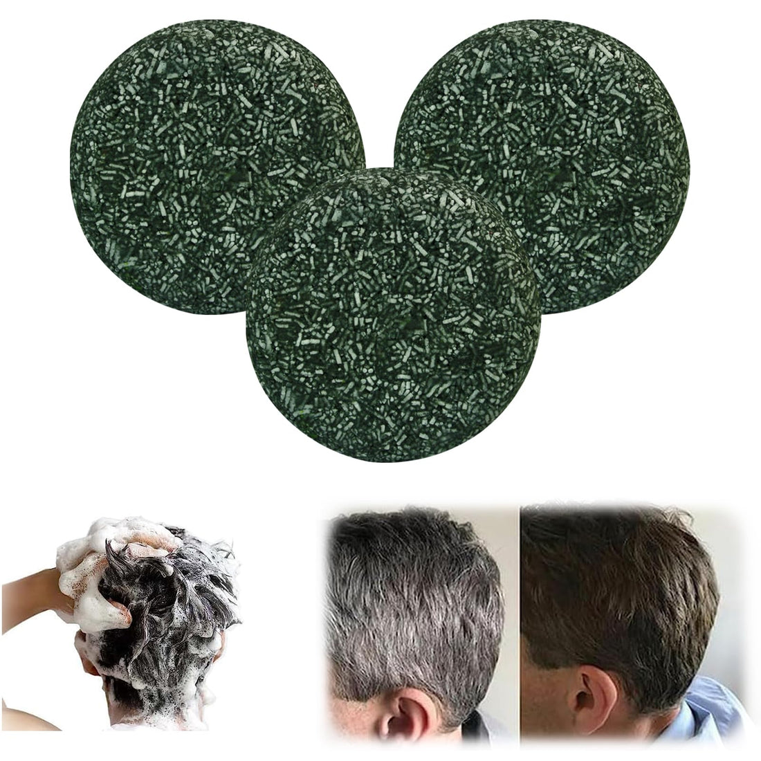 Whycalon Dark Shampoo Bar, 3PCS Gray Hair Reverse, Hair Darkening, for Men Women